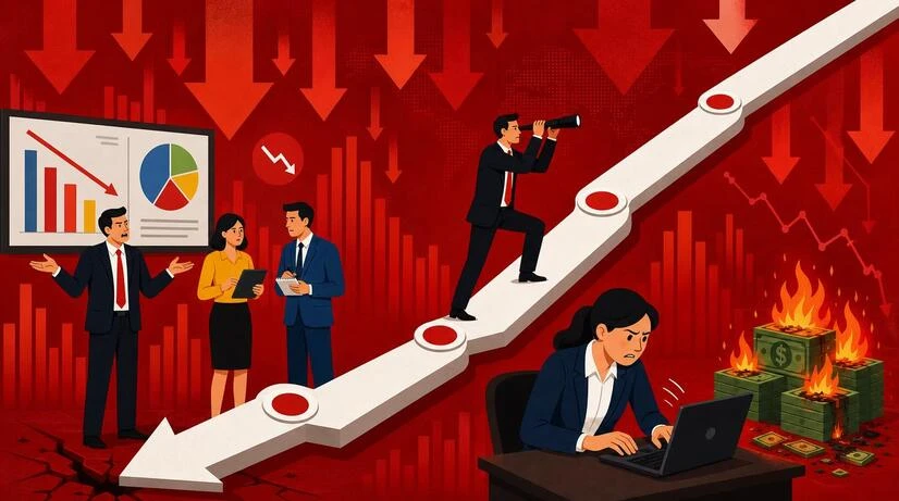 Home 4 gpt image 2 The image is a stylized illustration depicting a business or financial downfall 0 60